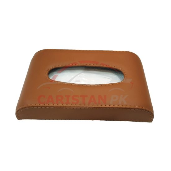 Premium Leather Car Tissue Box Brown