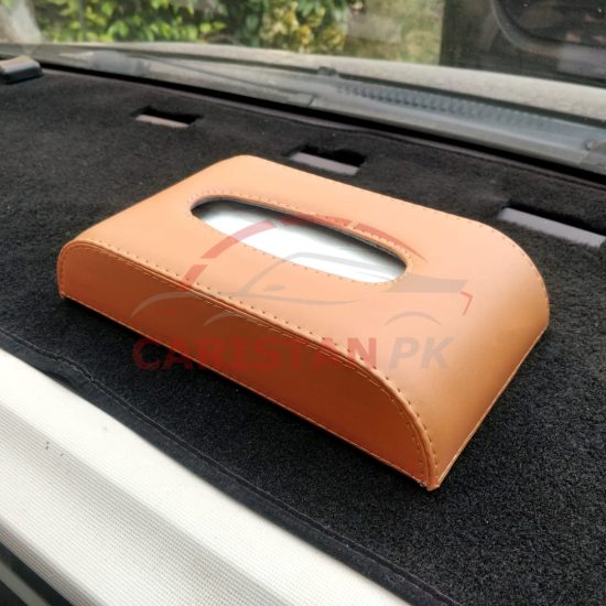 Premium Leather Car Tissue Box Brown
