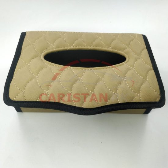 Beige Stitch Car Tissue Box Premium 1