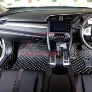 Honda Civic 7D Floor Mats Black With Beige Stitch 2016-21 1