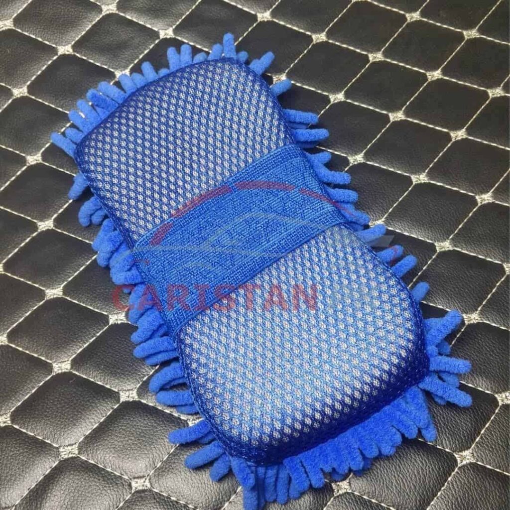 Car Cleaning Microfiber Wash Mitt Blue 3
