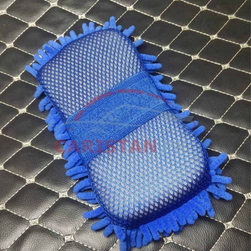 Car Cleaning Microfiber Wash Mitt Blue 3