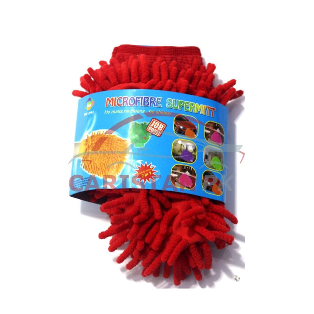 Car Cleaning Microfiber Wash Mitt Glove Red