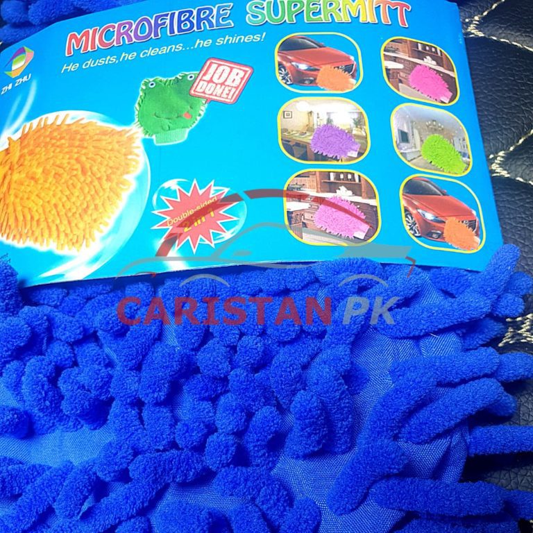 Car Cleaning Microfiber Wash Mitt Glove Blue 2