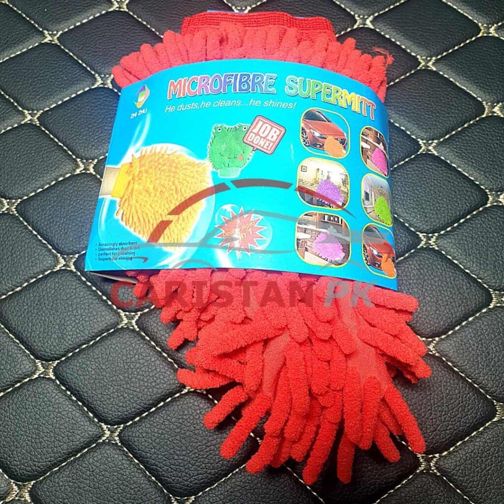 Car Cleaning Microfiber Wash Mitt Glove Red 1