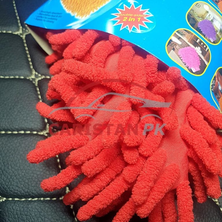 Car Cleaning Microfiber Wash Mitt Glove Red 2