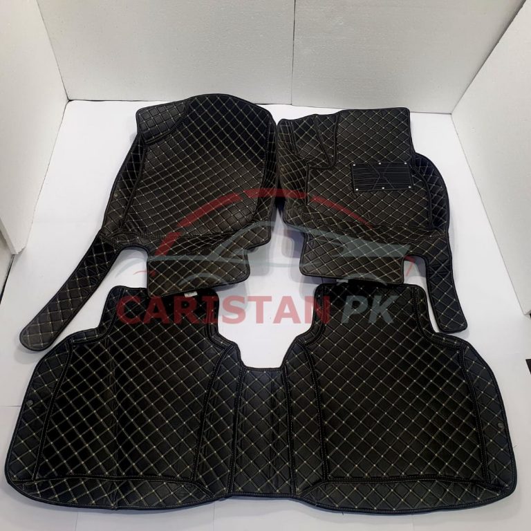 Honda City 7D Floor Mats Black With Beige Stitch 2009-21 5