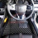 Honda Civic 7D Floor Mats Black With Beige Stitch 2016-21 3
