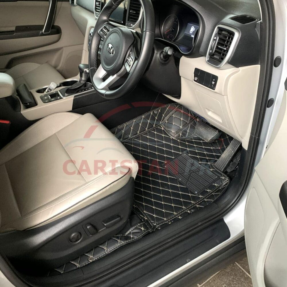KIA Sportage 7D Floor Mats Black With Beige Stitch KIA Sportage 7D Floor Mats Black With Beige Stitch