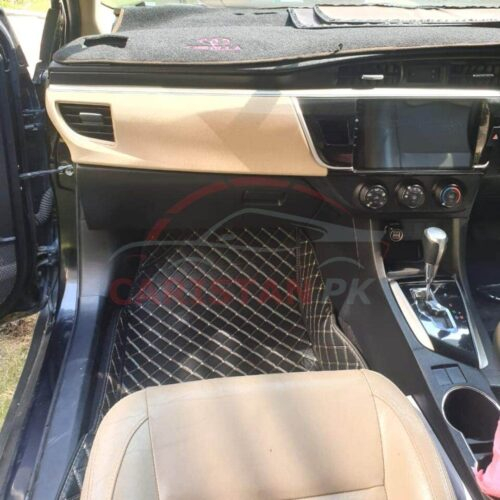 Toyota Corolla 7D Floor Mats Black With Beige Stitch 2014-26 Model