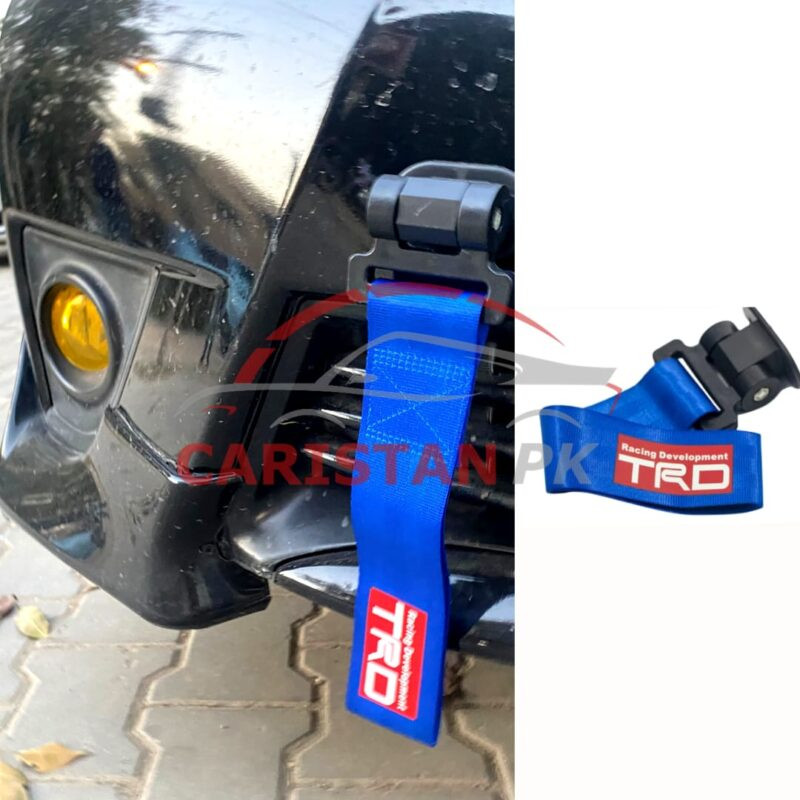 TRD Logo Front Bumper Strap Tow Hook Blue TRD Logo Front Bumper Strap Tow Hook Blue