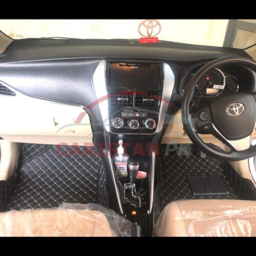Toyota Yaris 7D Floor Mats Black With Beige Stitch 6