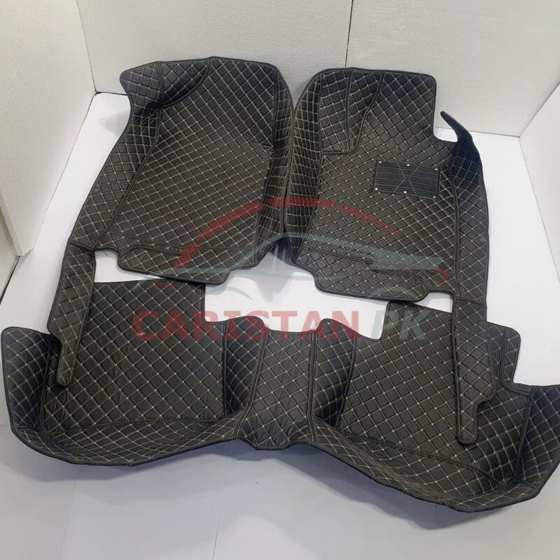 Honda Civic 7D Floor Mats Black With Beige Stitch 2016-21 5