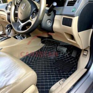Honda Civic Rebirth 7D Floor Mats Black With Beige Stitch 1