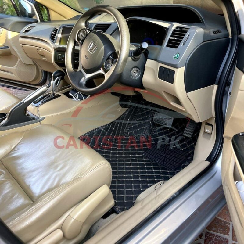 Honda Civic Rebirth 7D Floor Mats Black With Beige Stitch 6 Honda Civic Rebirth 7D Floor Mats Black With Beige Stitch 6
