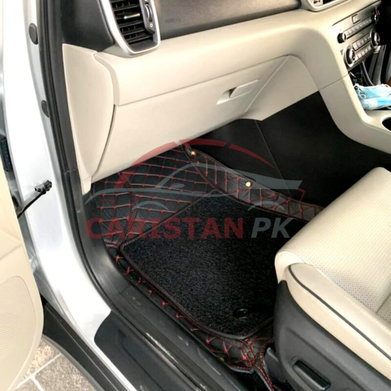 KIA Sportage 9D Floor Mats Black With Red Stitch KIA Sportage 9D Floor Mats Black With Red Stitch