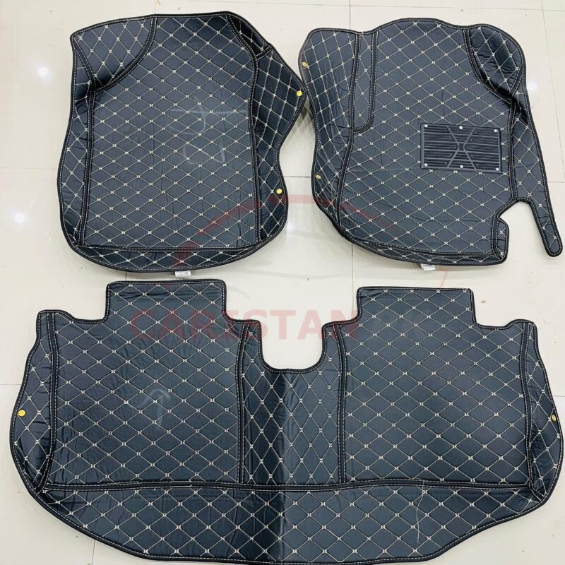 Toyota Yaris 7D Floor Mats Black With Beige Stitch 2