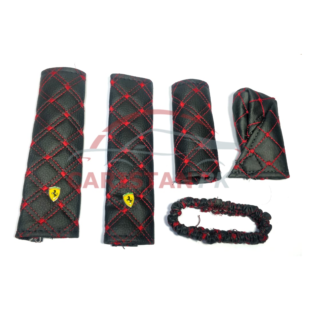Car Interior Dressing Kit Black With Red Stitch
