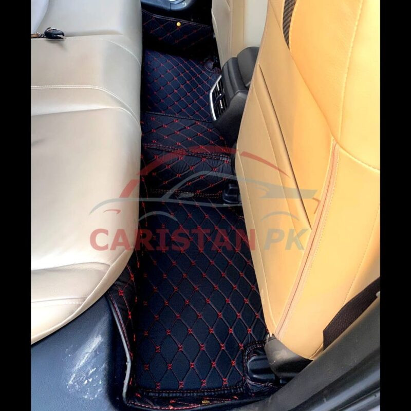 Honda Civic 7D Floor Mats Black With Red Stitch 2016-21 5