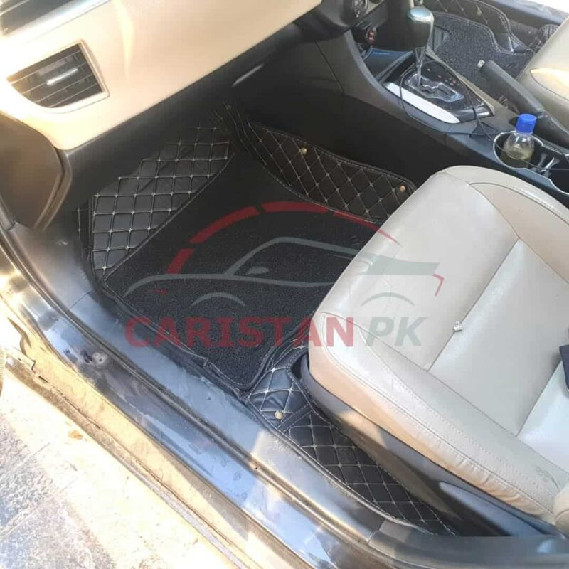 Toyota Corolla 9D Floor Mats Black With Beige Stitch 2014-26 2