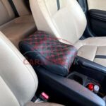 Universal Armrest Cushion Pad Black With Red Stitch 1