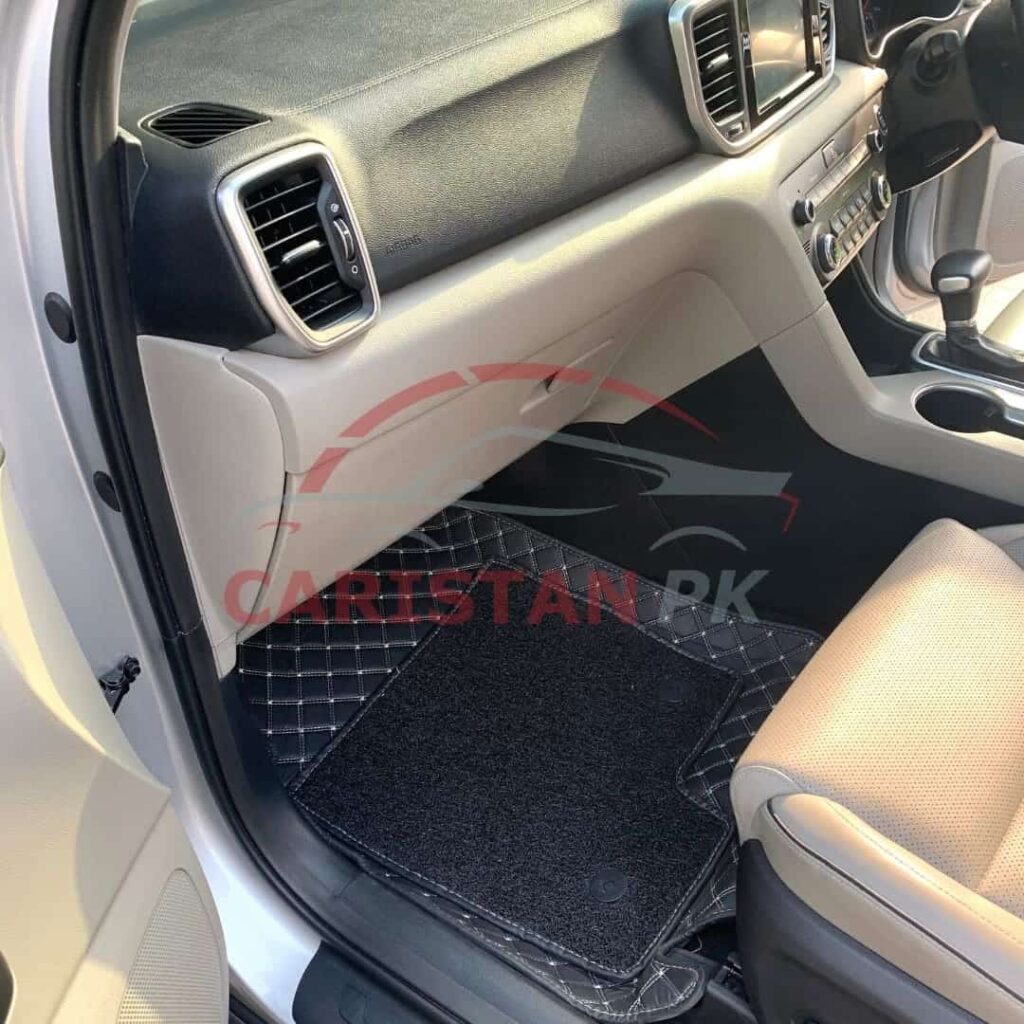 KIA Sportage 9D Floor Mats Black With Beige Stitch Design A 2