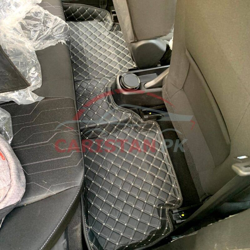 KIA Picanto 7D Floor Mats Black With Beige Stitch Hard Design 2