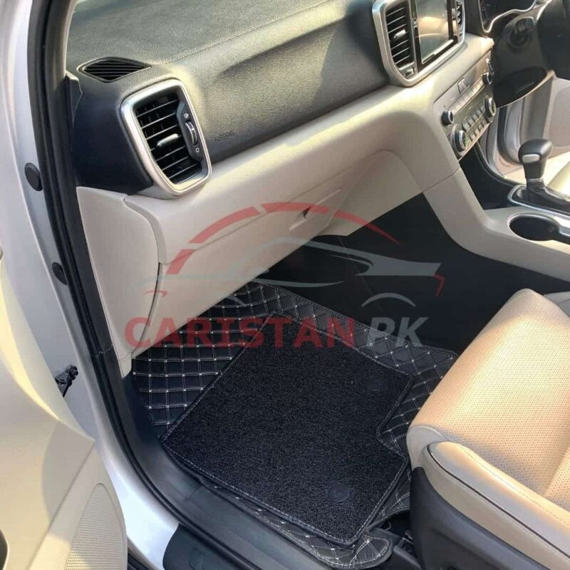 KIA Sportage 9D Floor Mats Black With Beige Stitch Design A 2