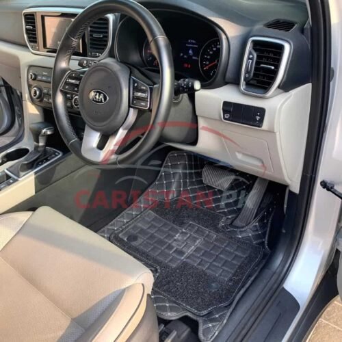 KIA Sportage 9D Floor Mats Black With Beige Stitch Design A