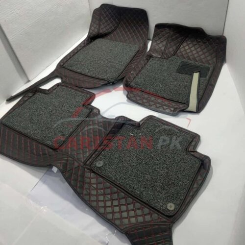 MG HS 9D Premium Floor Mats Black With Red Stitch 4