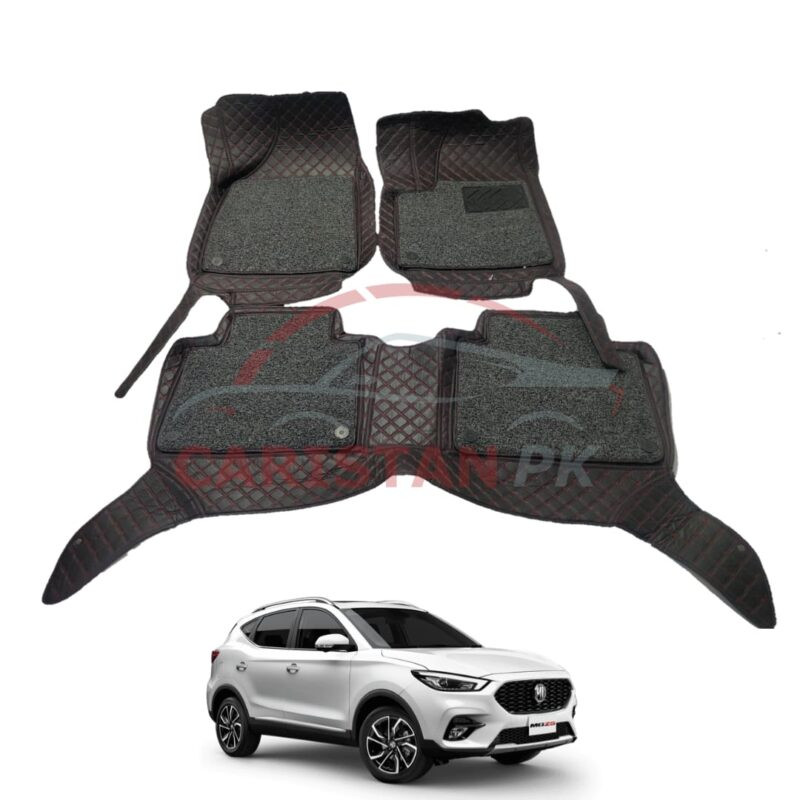 MG HS 9D Premium Floor Mats Black With Red Stitch MG HS 9D Premium Floor Mats Black With Red Stitch