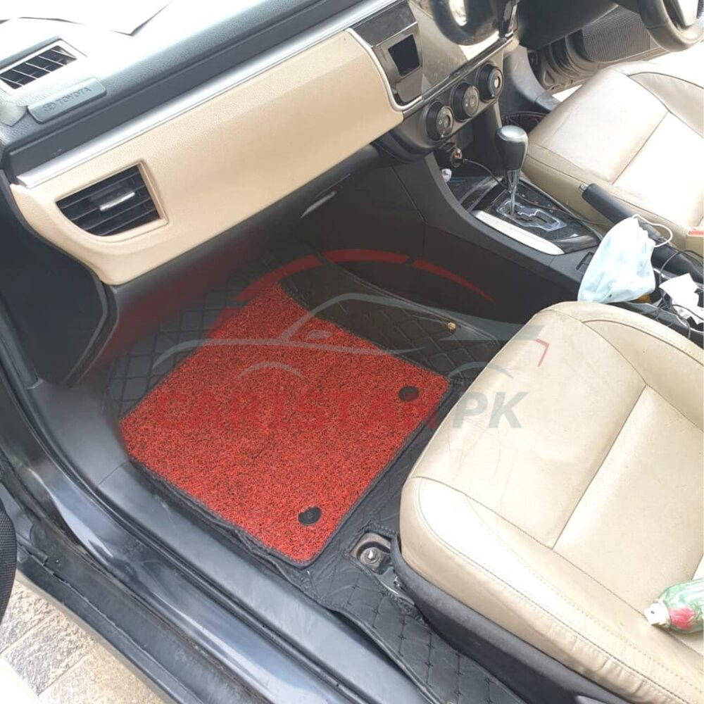 Toyota Corolla 9D Floor Mats Black With Red Grass 2014-26
