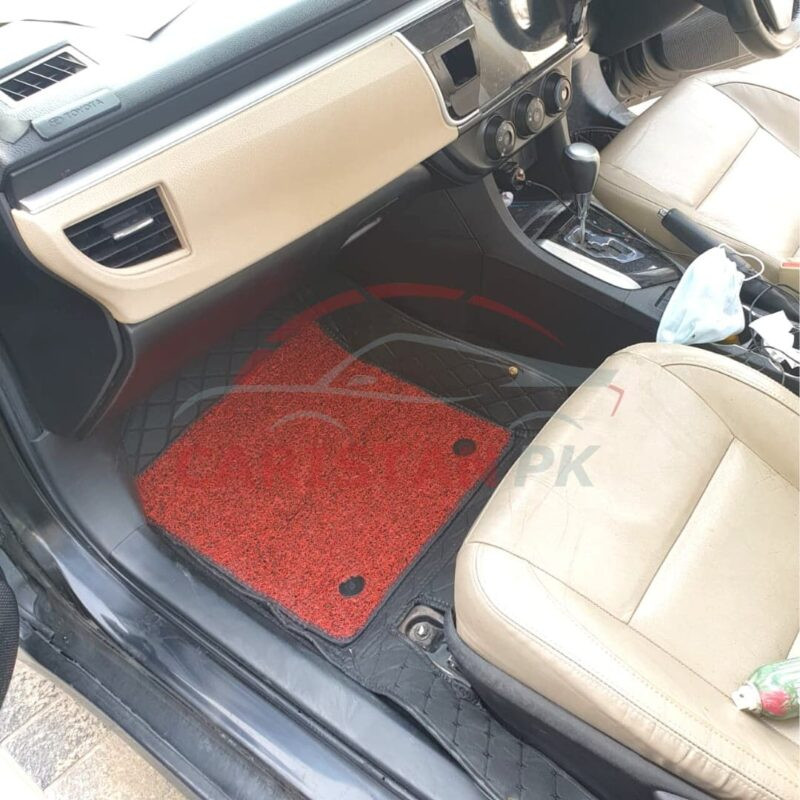 Toyota Corolla 9D Floor Mats Black With Red Grass 2014-26 Toyota Corolla 9D Floor Mats Black With Red Grass 2014-26