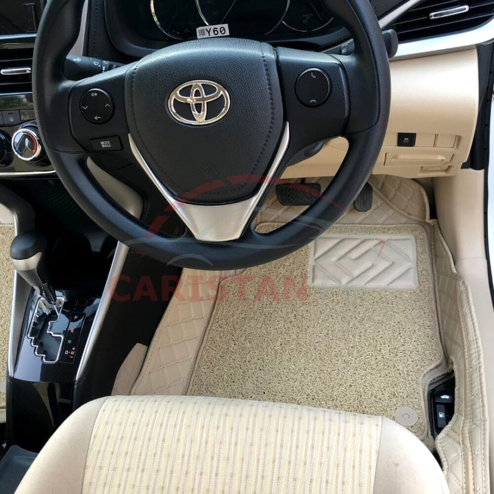 Toyota Yaris 9D Premium Floor Mats Beige With Beige Stitch