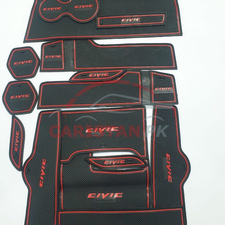 Honda Civic Non Slip Interior Protection Mats Red 2016-21 4