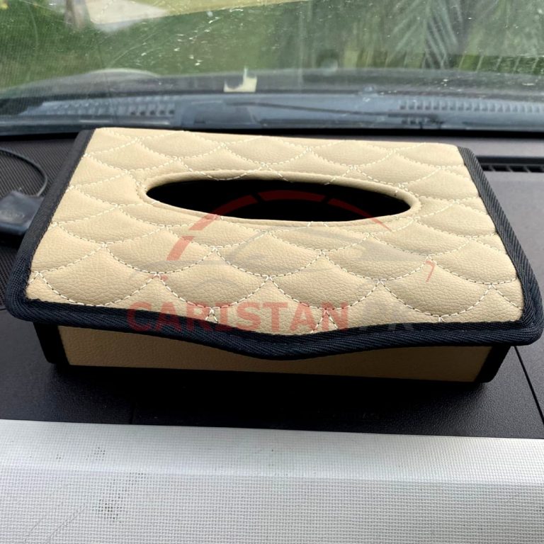 Beige Stitch Car Tissue Box Premium