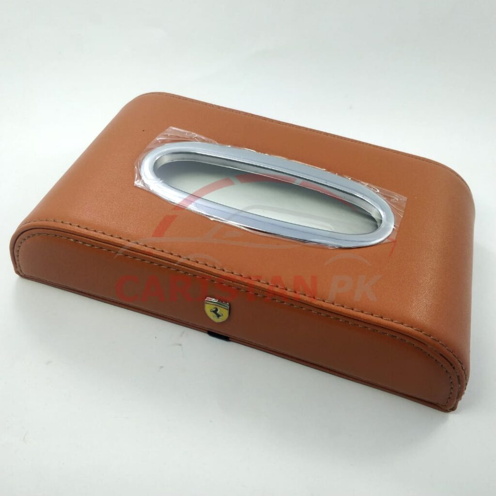 Premium Leather Car Tissue Box Orange 3