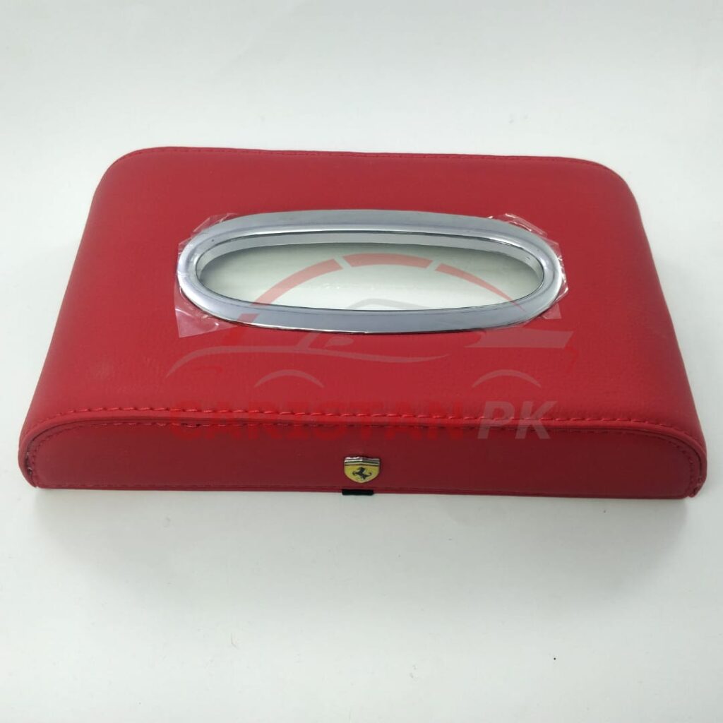 Premium Leather Car Tissue Box Red 3