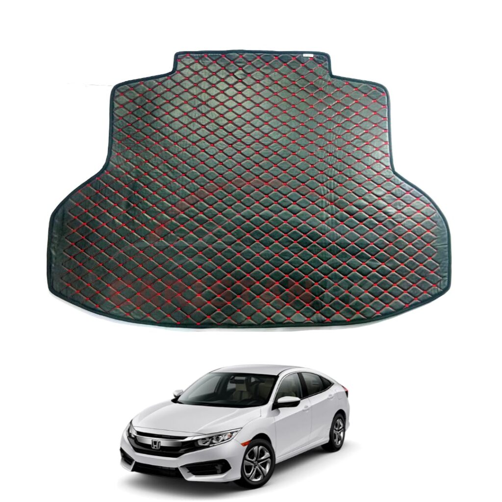Honda Civic 7D Trunk Protection Mat Black With Red Stitch 2016-21