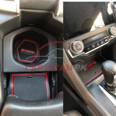 Honda Civic Non Slip Interior Protection Mats Red 2016-21 4