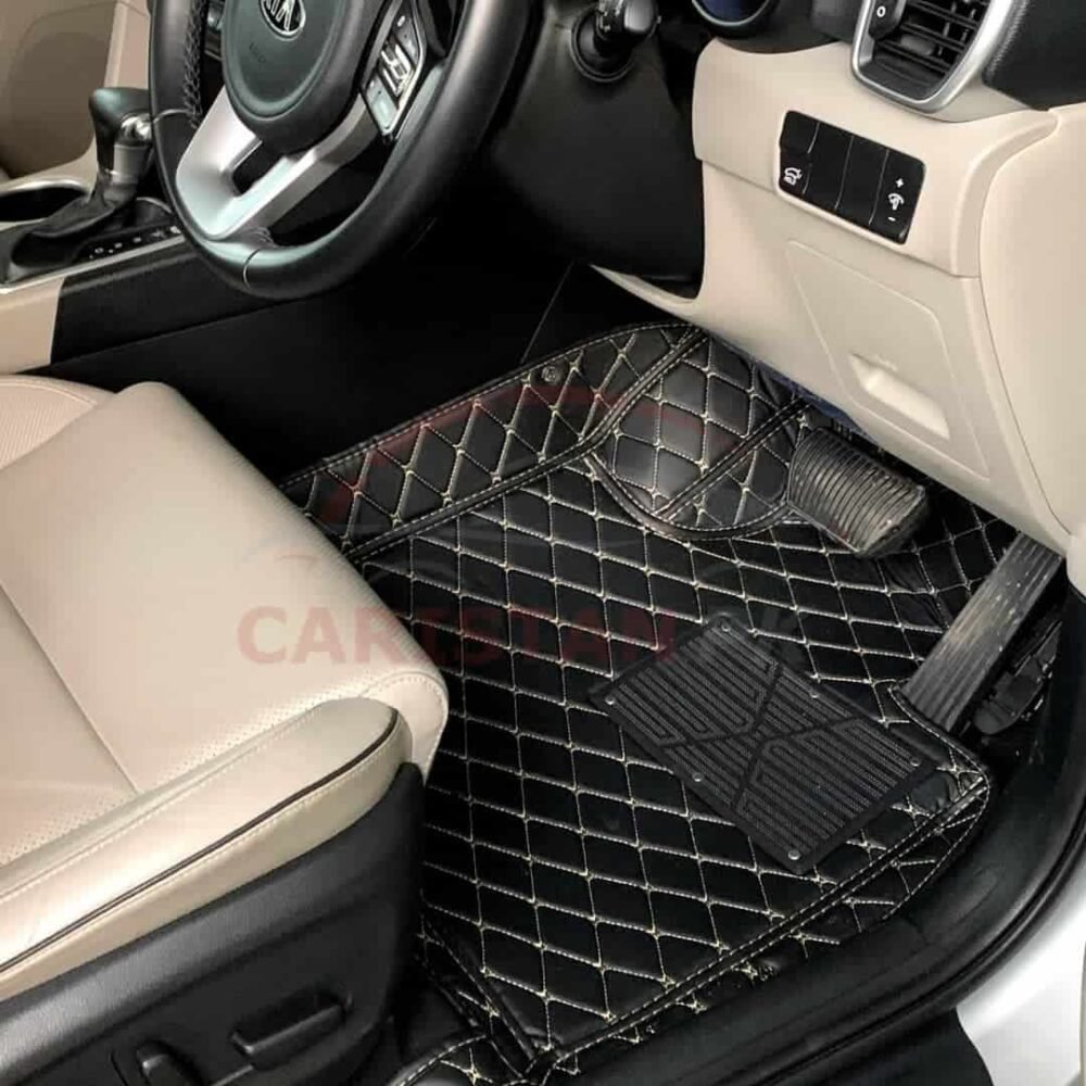 Hyundai Tucson 7D Floor Mats Black With Beige Stitch Hyundai Tucson 7D Floor Mats Black With Beige Stitch