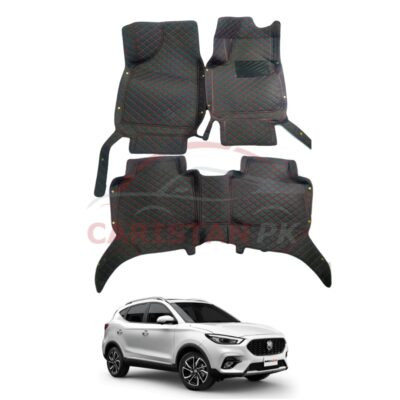 MG HS 7D Floor Mats Black With Red Stitch