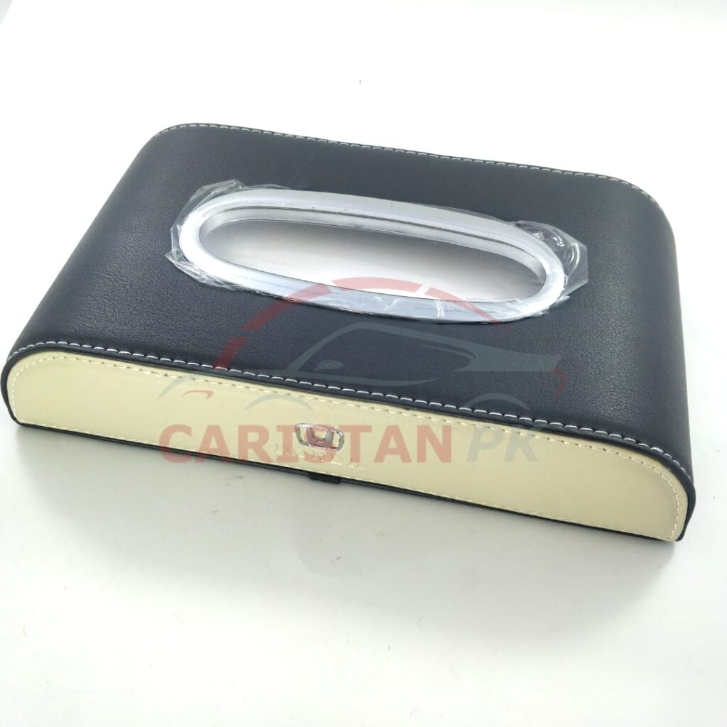 Honda Leather Car Tissue Box Black Beige Mix 1