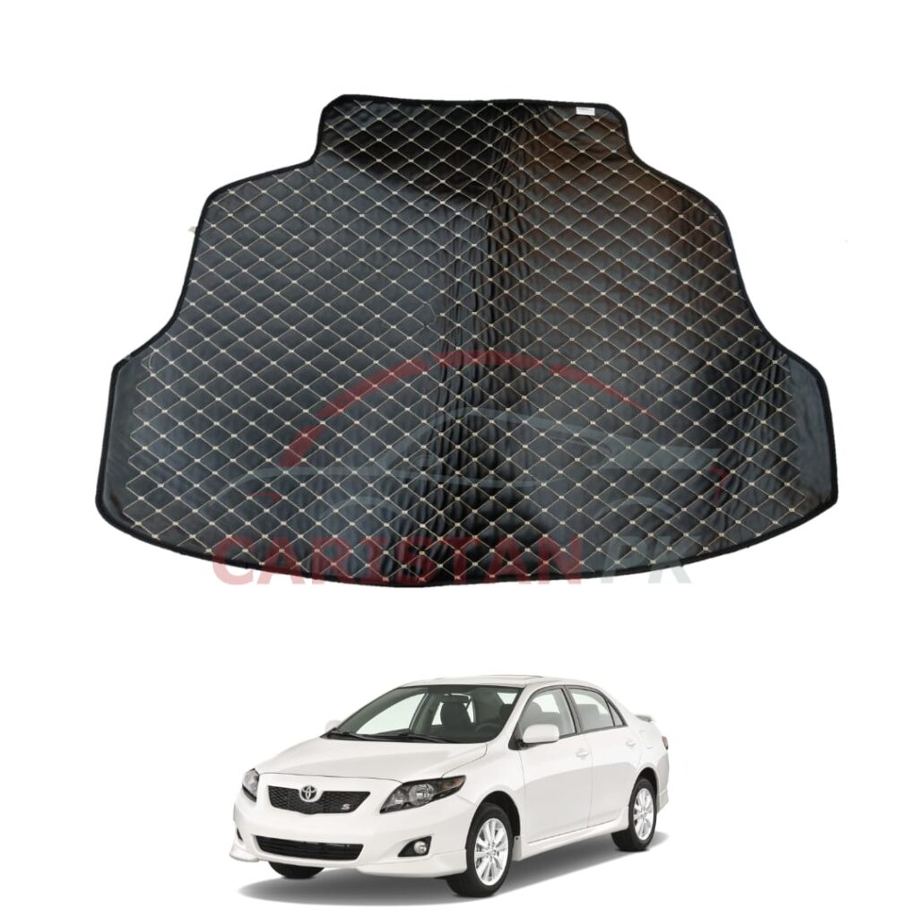 Toyota Corolla 7D Trunk Protection Mat Black With Beige Stitch 2009-10 Model