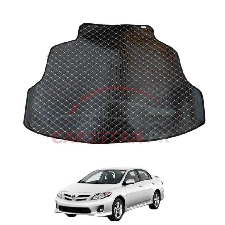 Toyota Corolla 7D Trunk Protection Mat Black With Beige Stitch 2011-13 Model