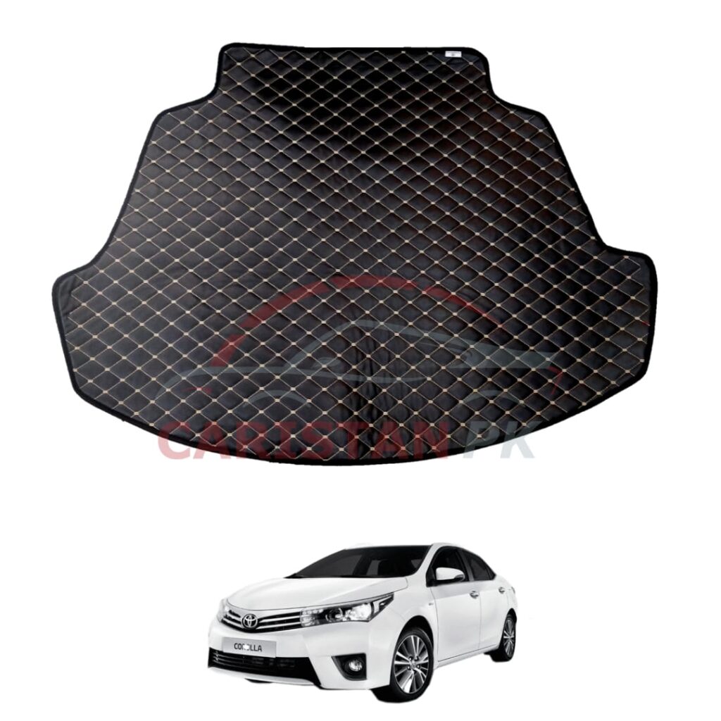 Toyota Corolla 7D Trunk Protection Mat Black With Beige Stitch 2014-16 Model
