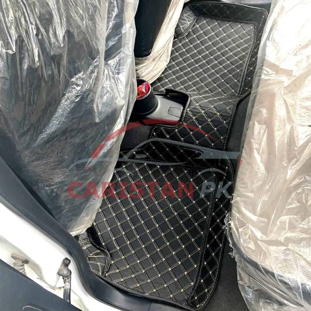 Suzuki Alto 7D Floor Mats Black With Beige Stitch 2017-24 1