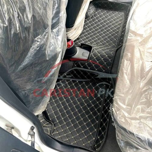 Suzuki Alto 7D Floor Mats Black With Beige Stitch 2017-24 1