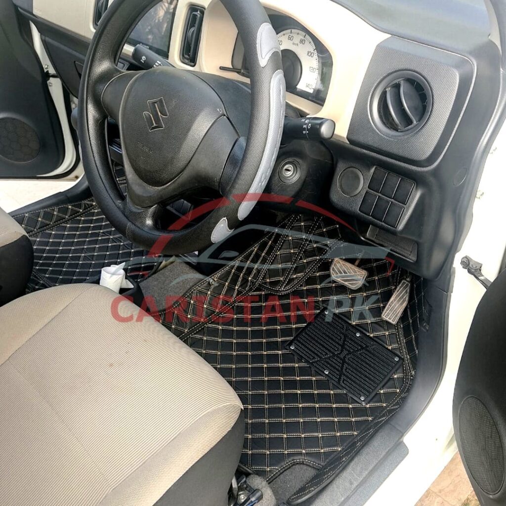 Suzuki Alto 7D Floor Mats Black With Beige Stitch 2017-24