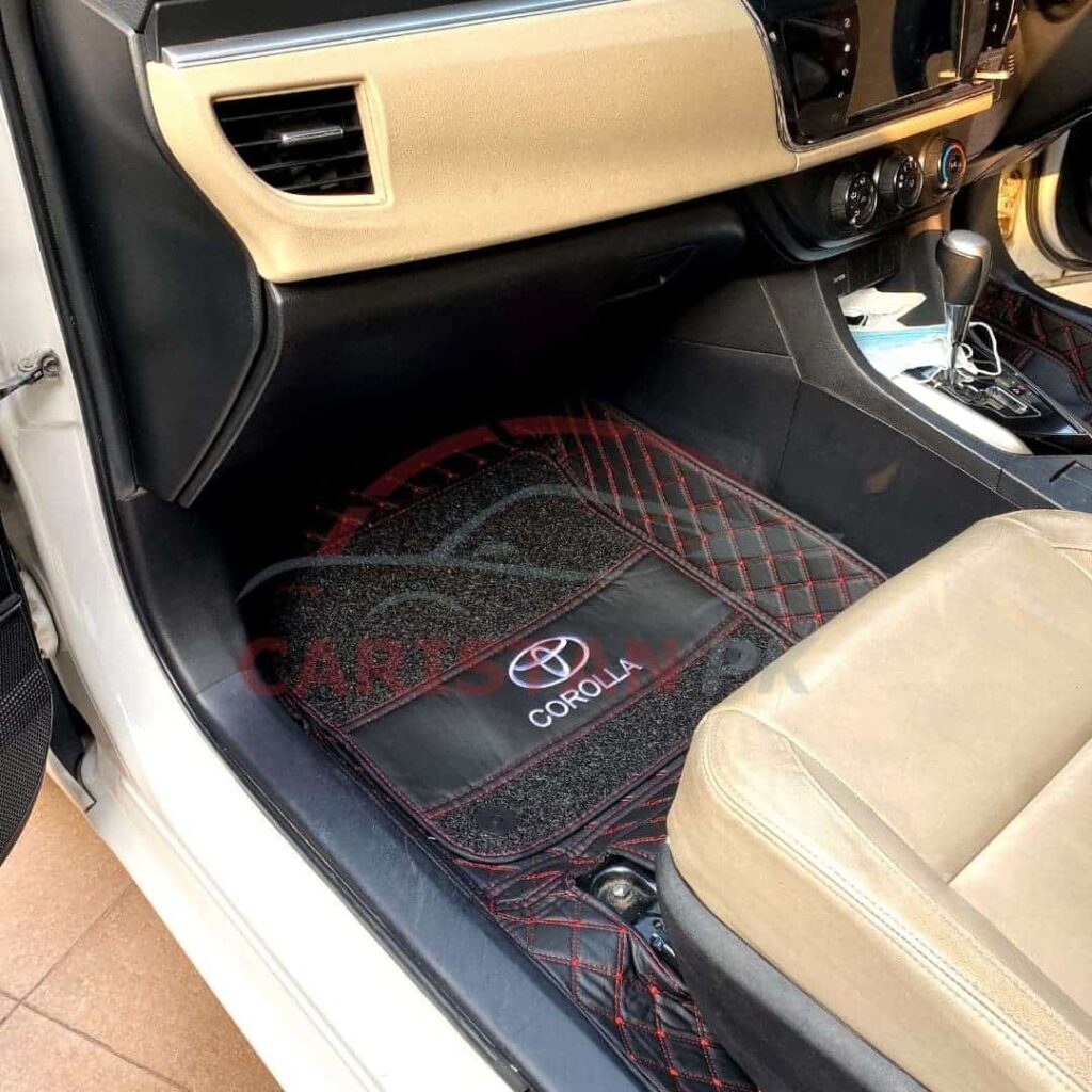 Toyota Corolla 9D Premium Floor Mats Black With Red Stitch